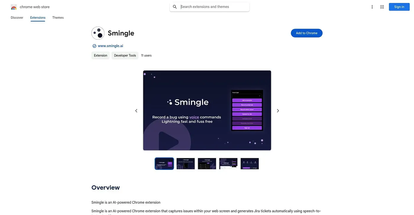 Screenshot of Smingle Chrome Extension