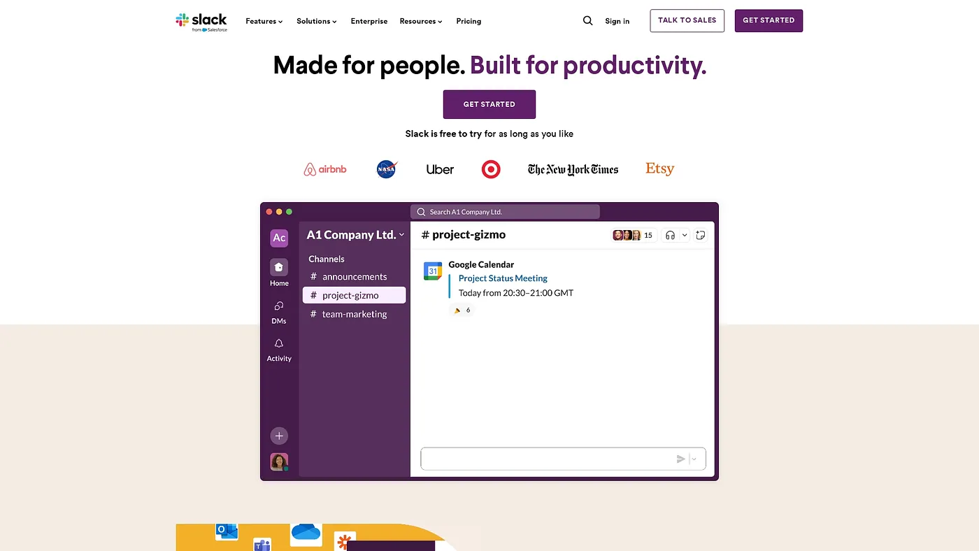 Screenshot of Slack