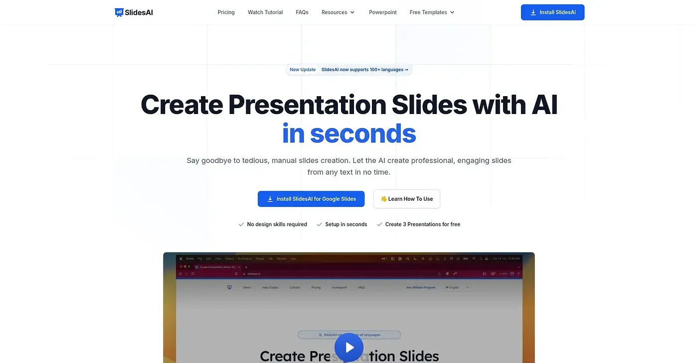 Screenshot of Slides AI