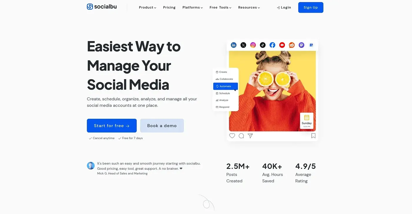Screenshot of SocialBu