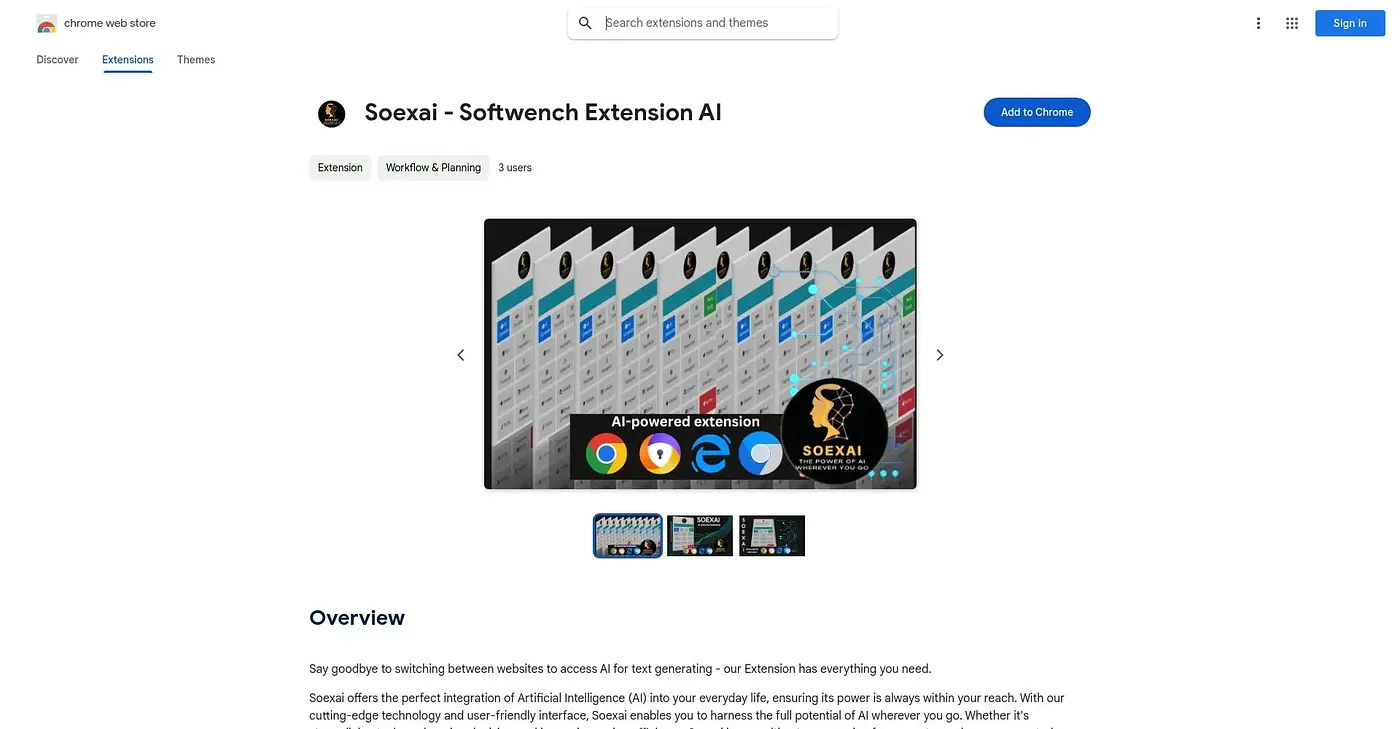 Screenshot of Soexai Chrome Extension