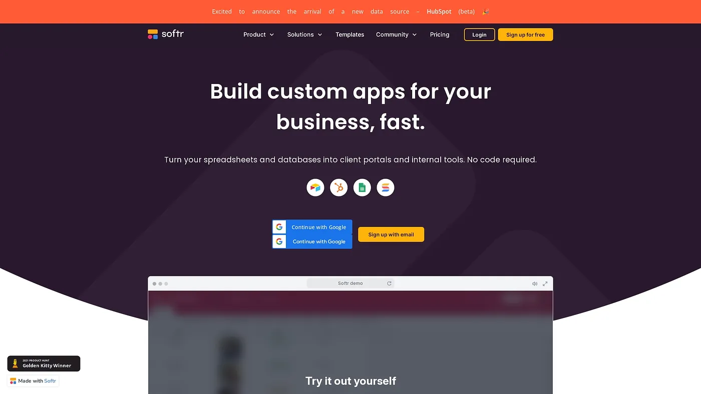 Screenshot of Softr