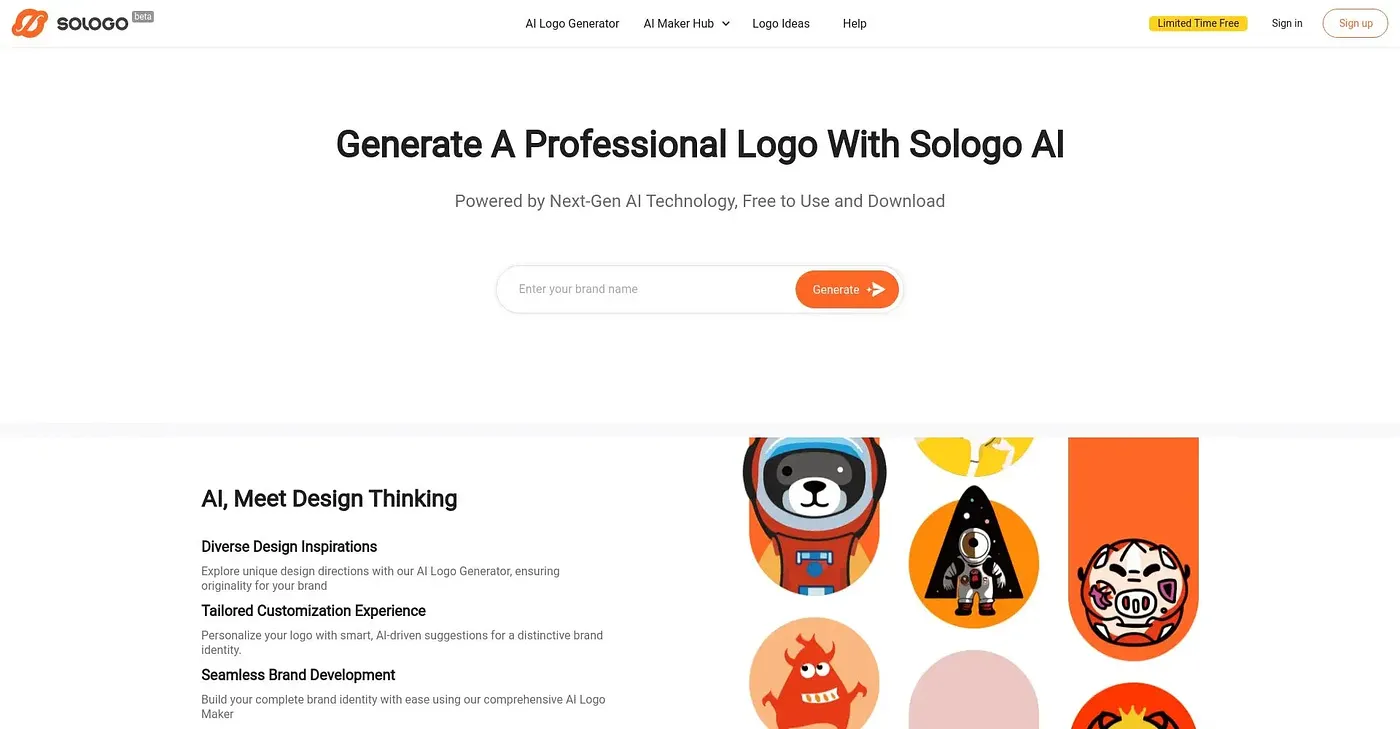 Screenshot of Sologo AI