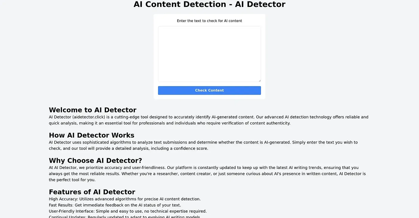 Screenshot of Aidetector