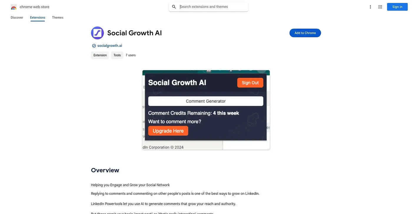 Screenshot of Social Growth AI Chrome Extension