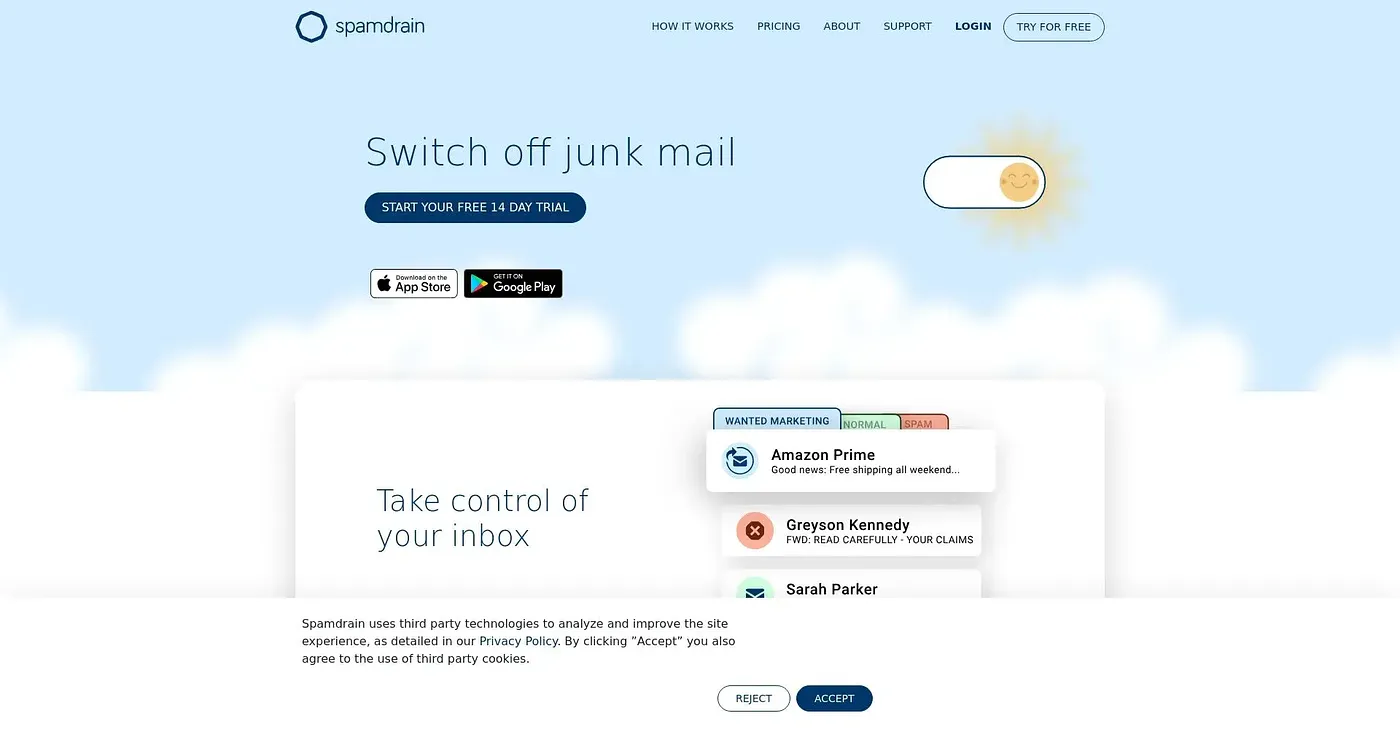 Screenshot of Spamdrain
