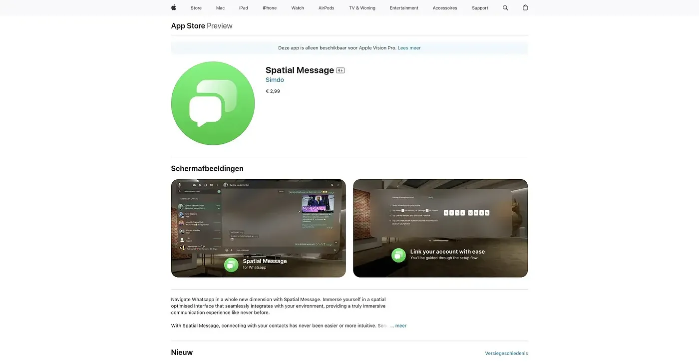 Screenshot of Spatial Message