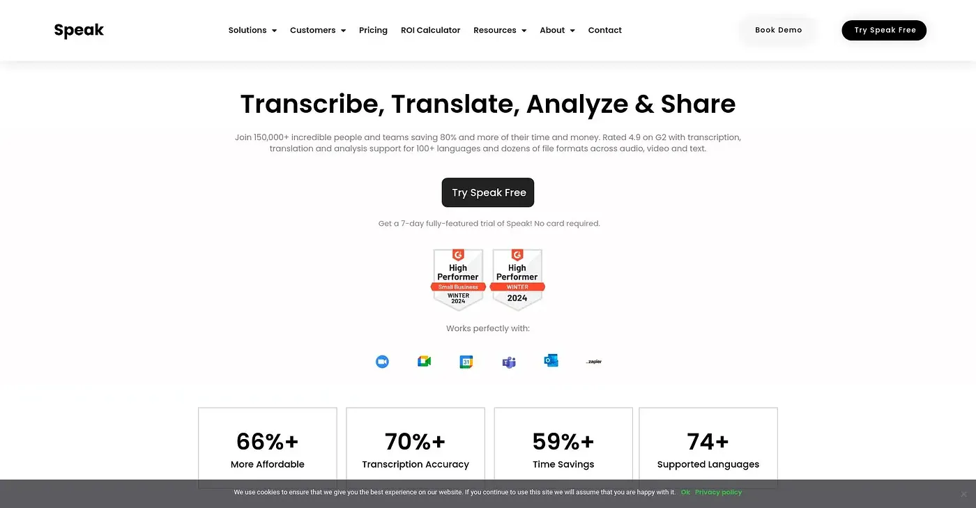 Screenshot of Speak AI