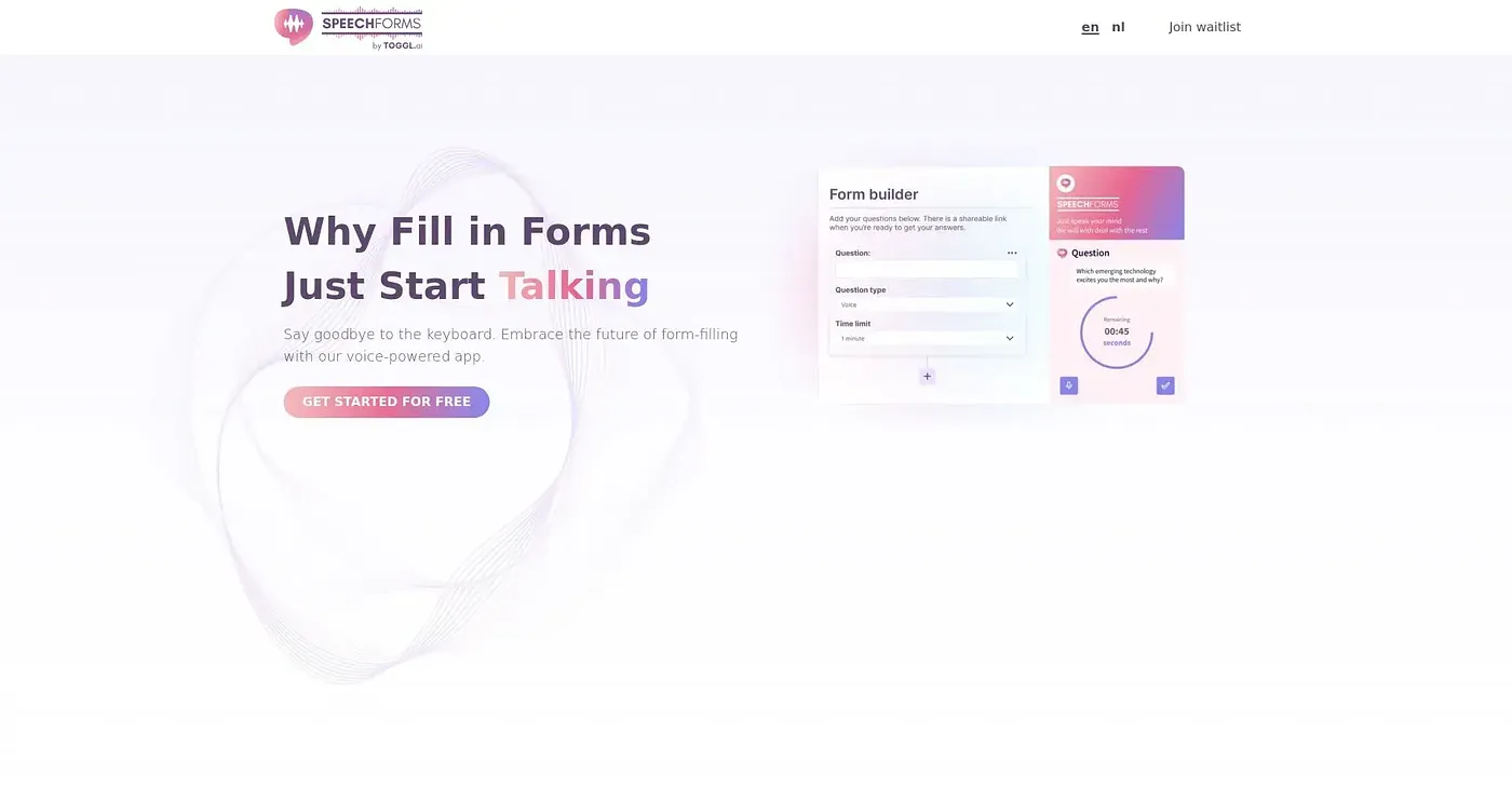 Screenshot of Speech Forms