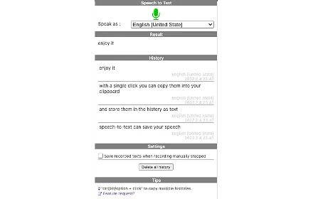 Screenshot of Speech to Text Chrome Extension