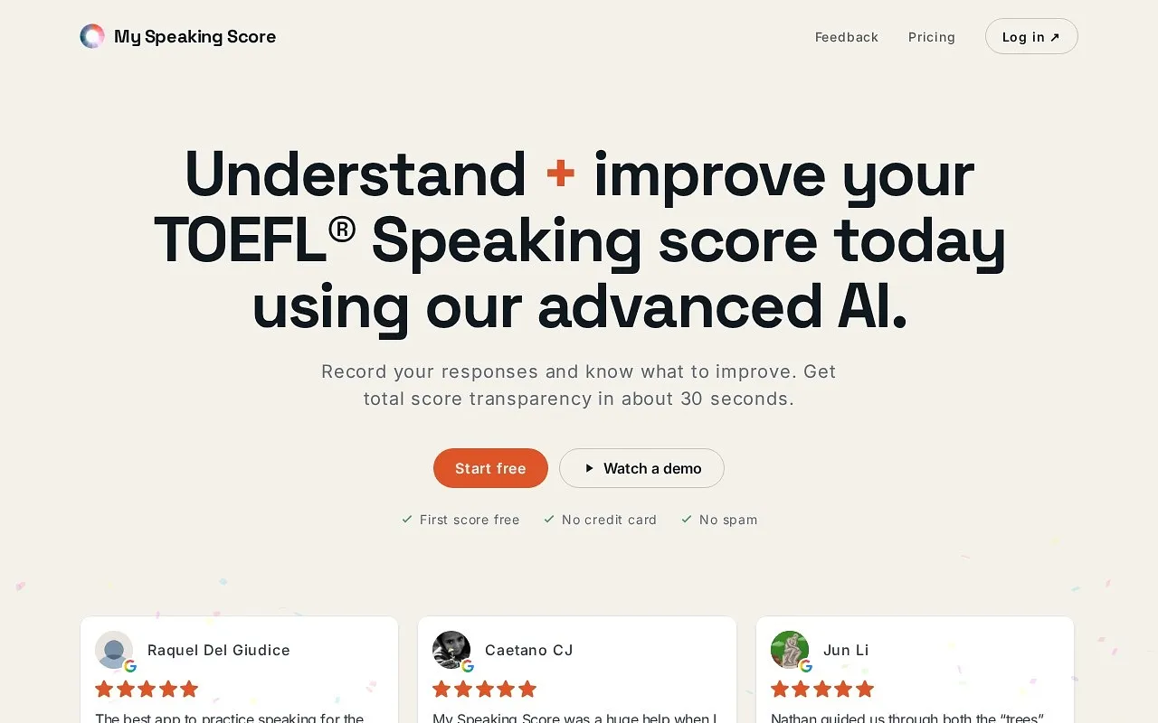 Screenshot of SpeechRater™