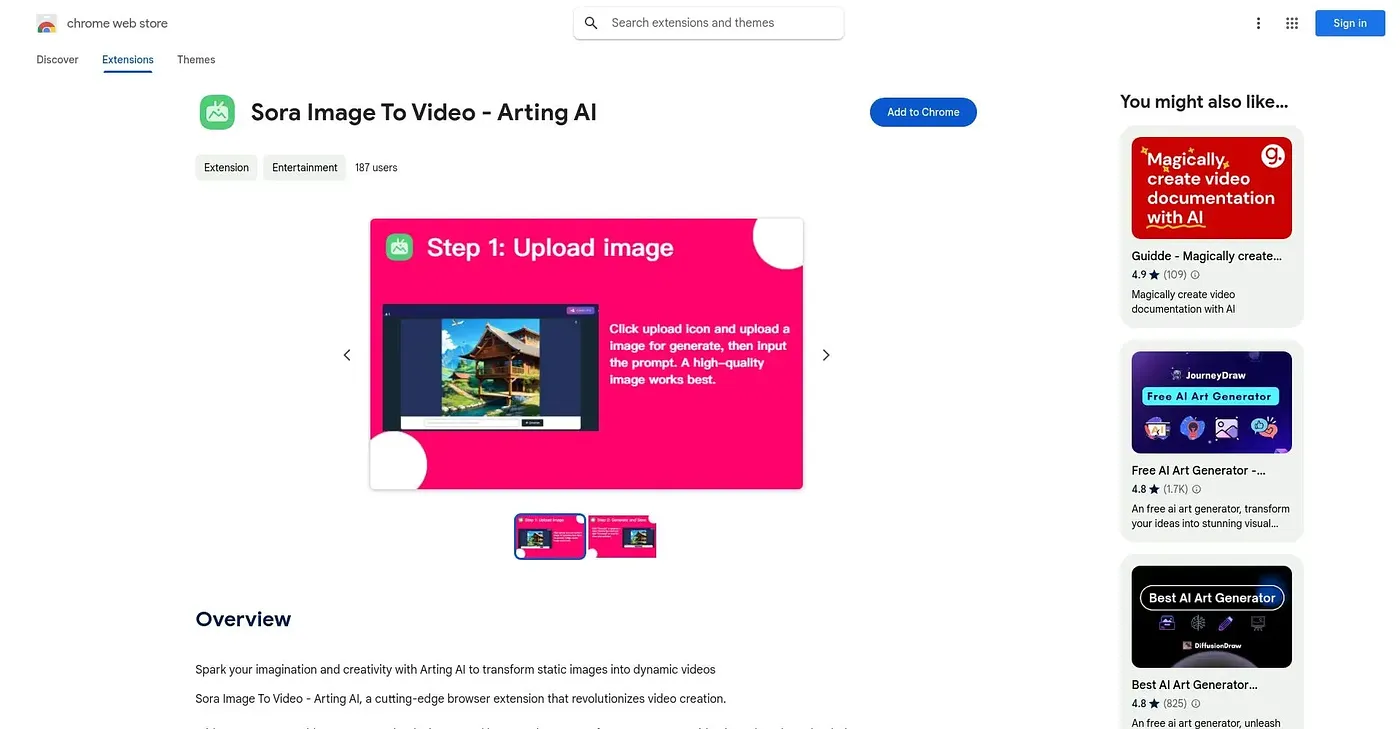 Screenshot of Sora Image to Video Artin