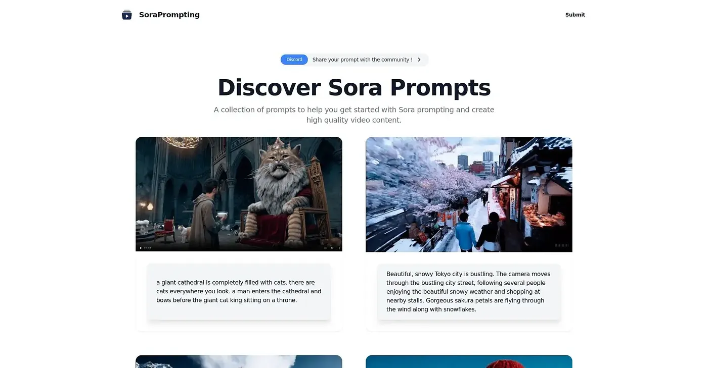 Screenshot of Sora Prompting