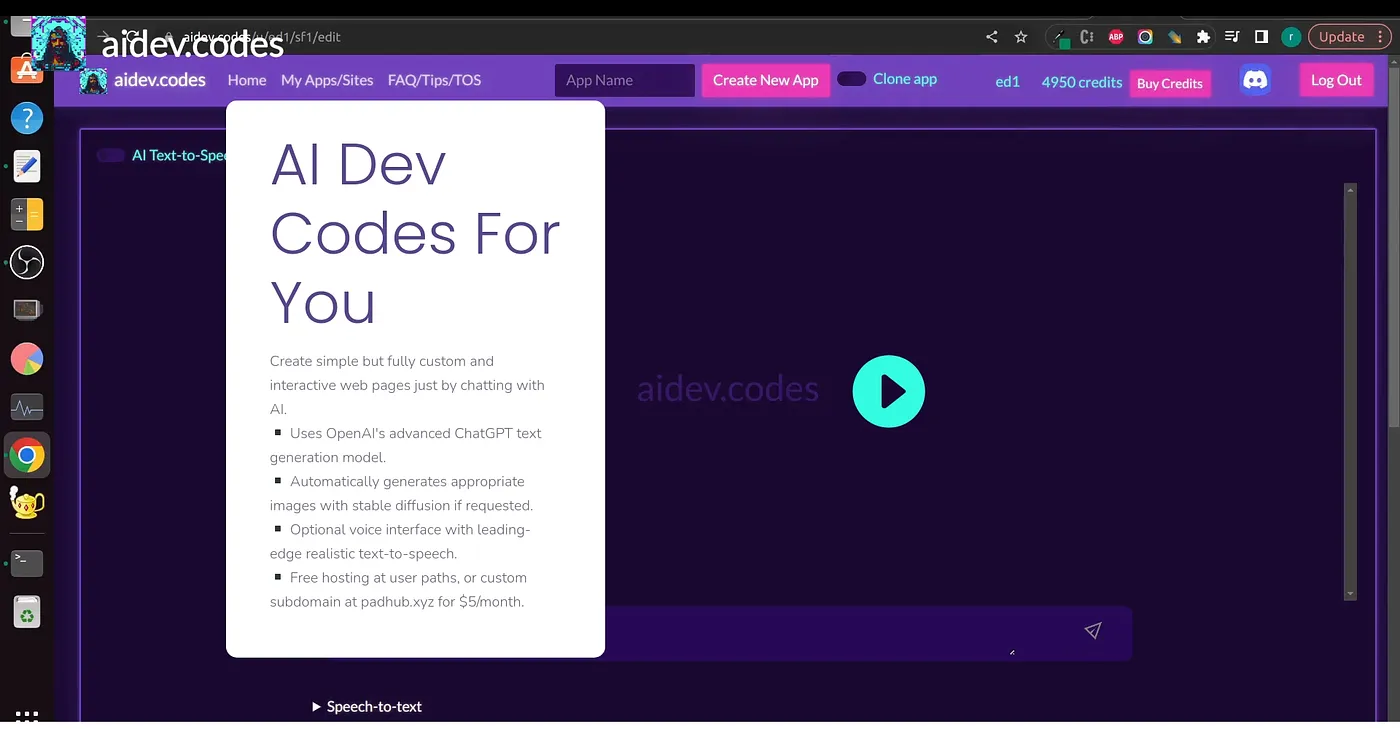 Screenshot of Aidev