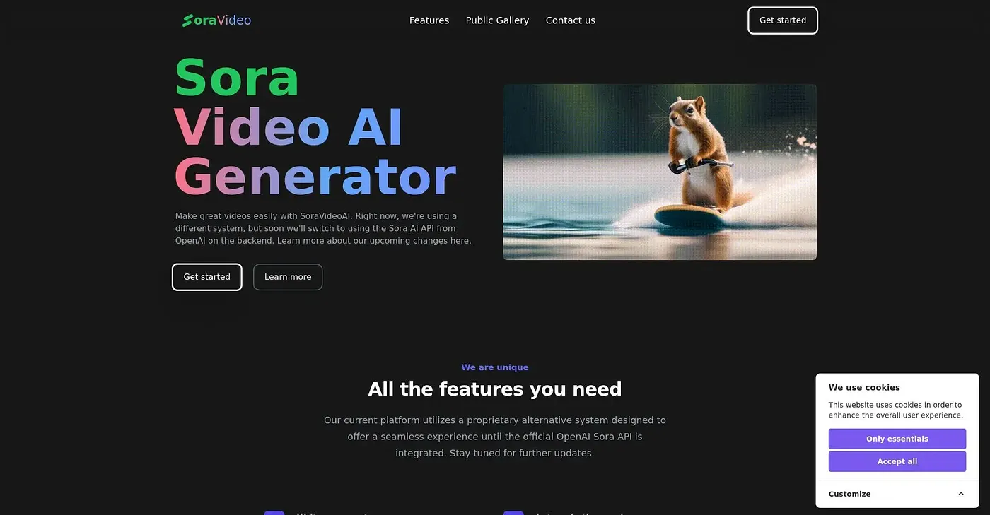 Screenshot of Sora Video AI