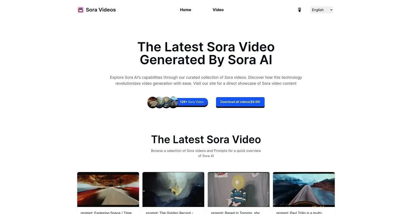 Screenshot of Sora Videos