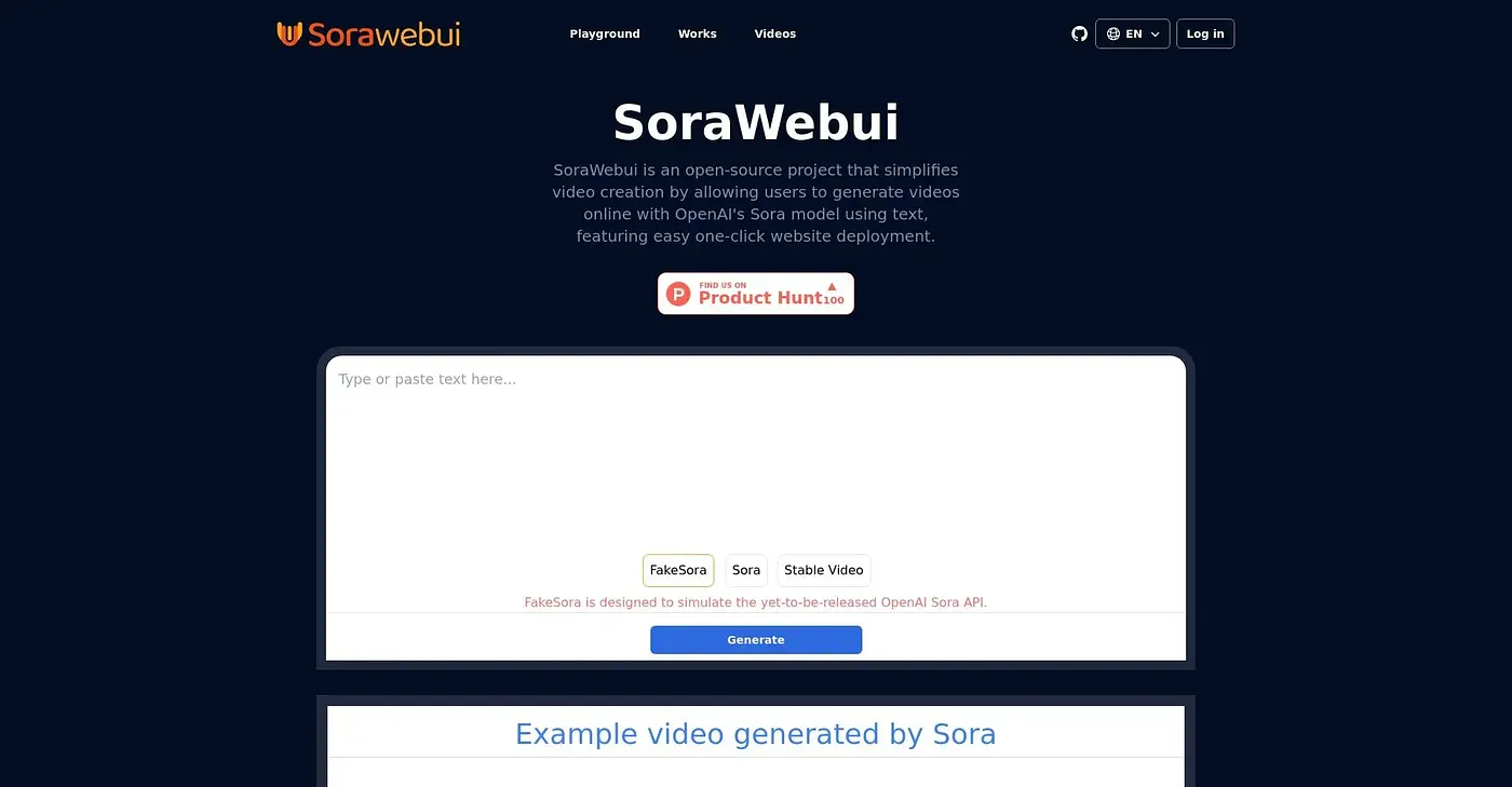 Screenshot of SoraWebui