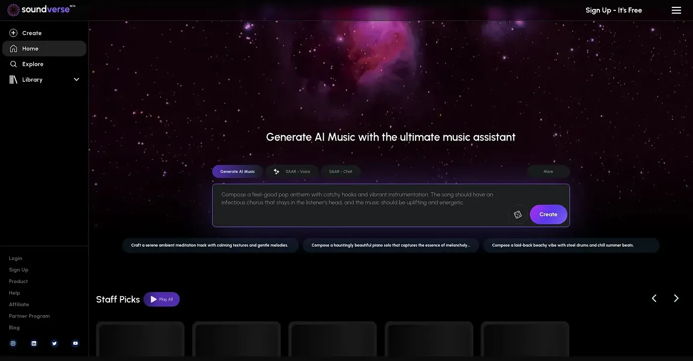 Screenshot of Soundverse AI