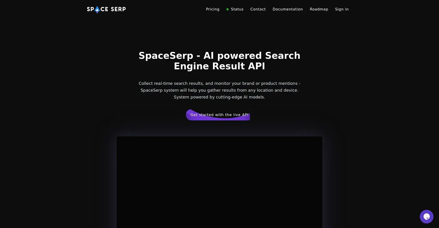 Screenshot of SpaceSerp