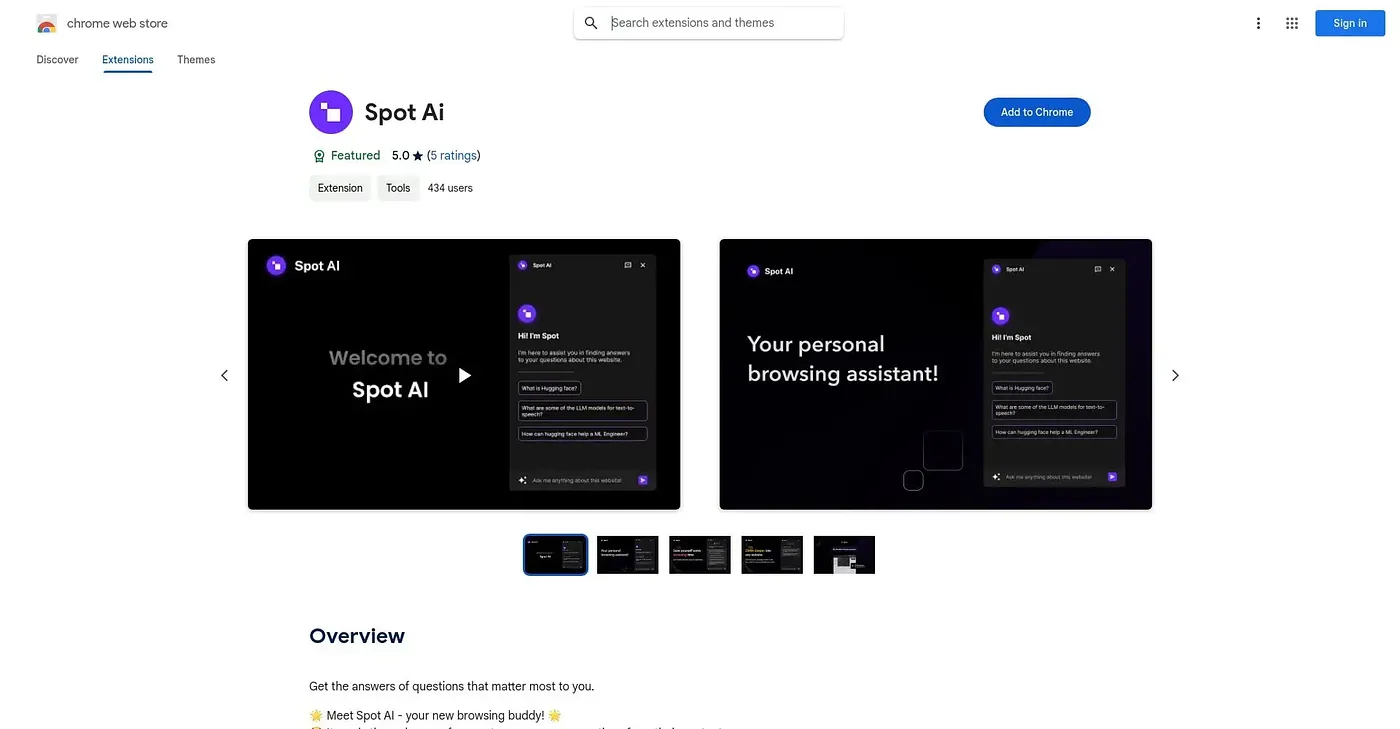 Screenshot of Spot AI - Chrome Extension