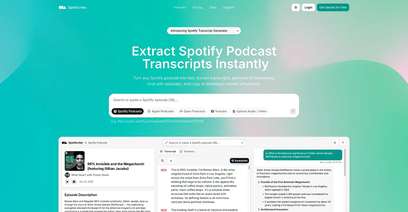 Screenshot of SpotScribe