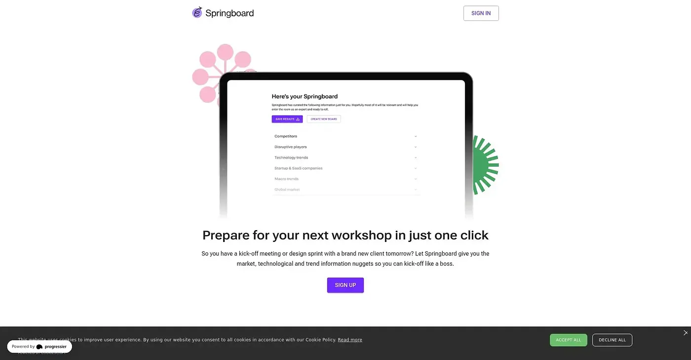 Screenshot of Springboard