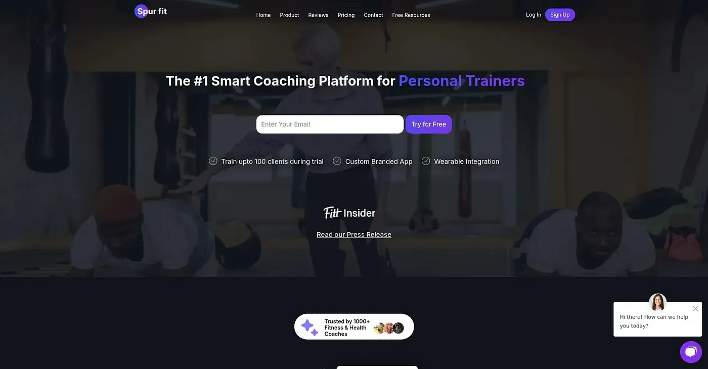 Screenshot of Spur Fit