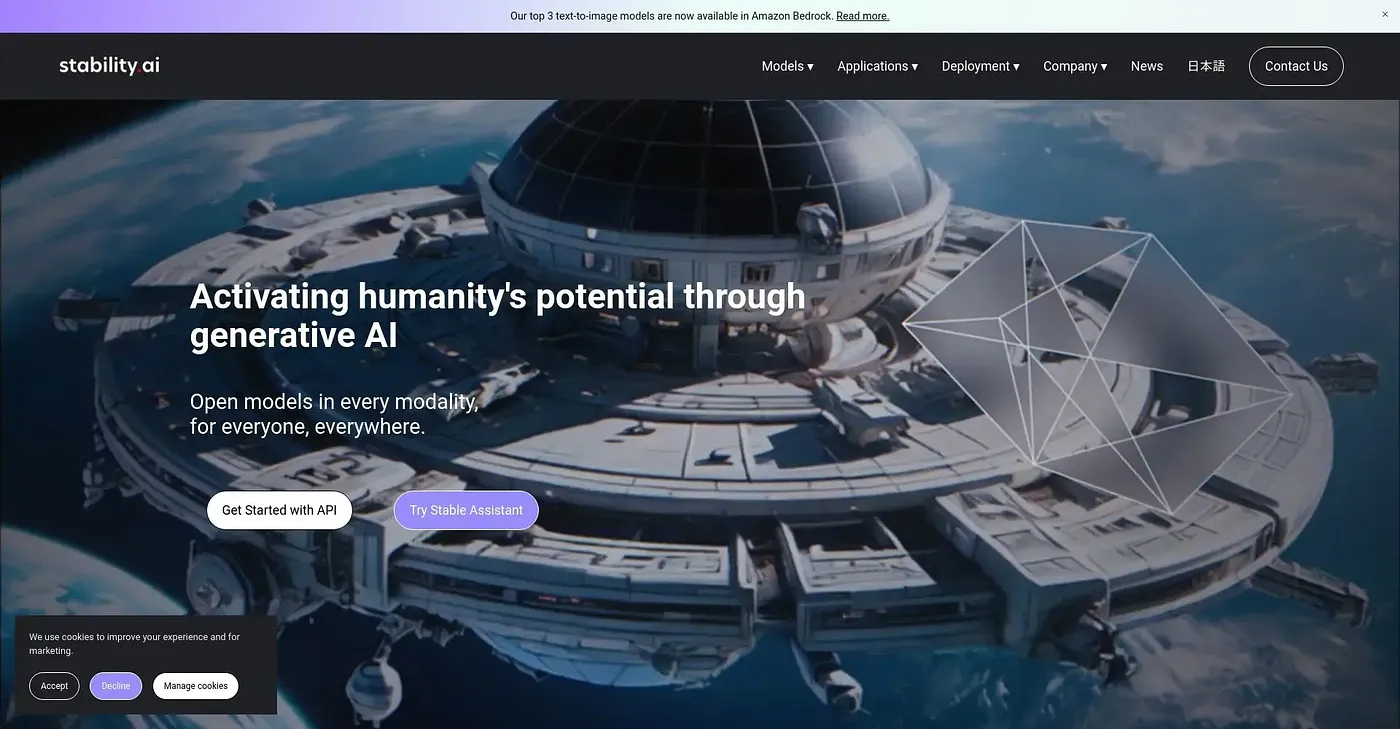 Screenshot of Stability AI