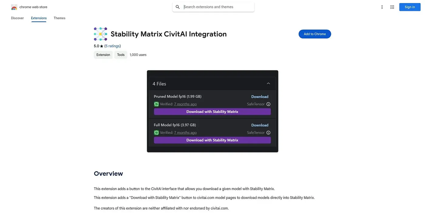 Screenshot of Stability Matrix Extension
