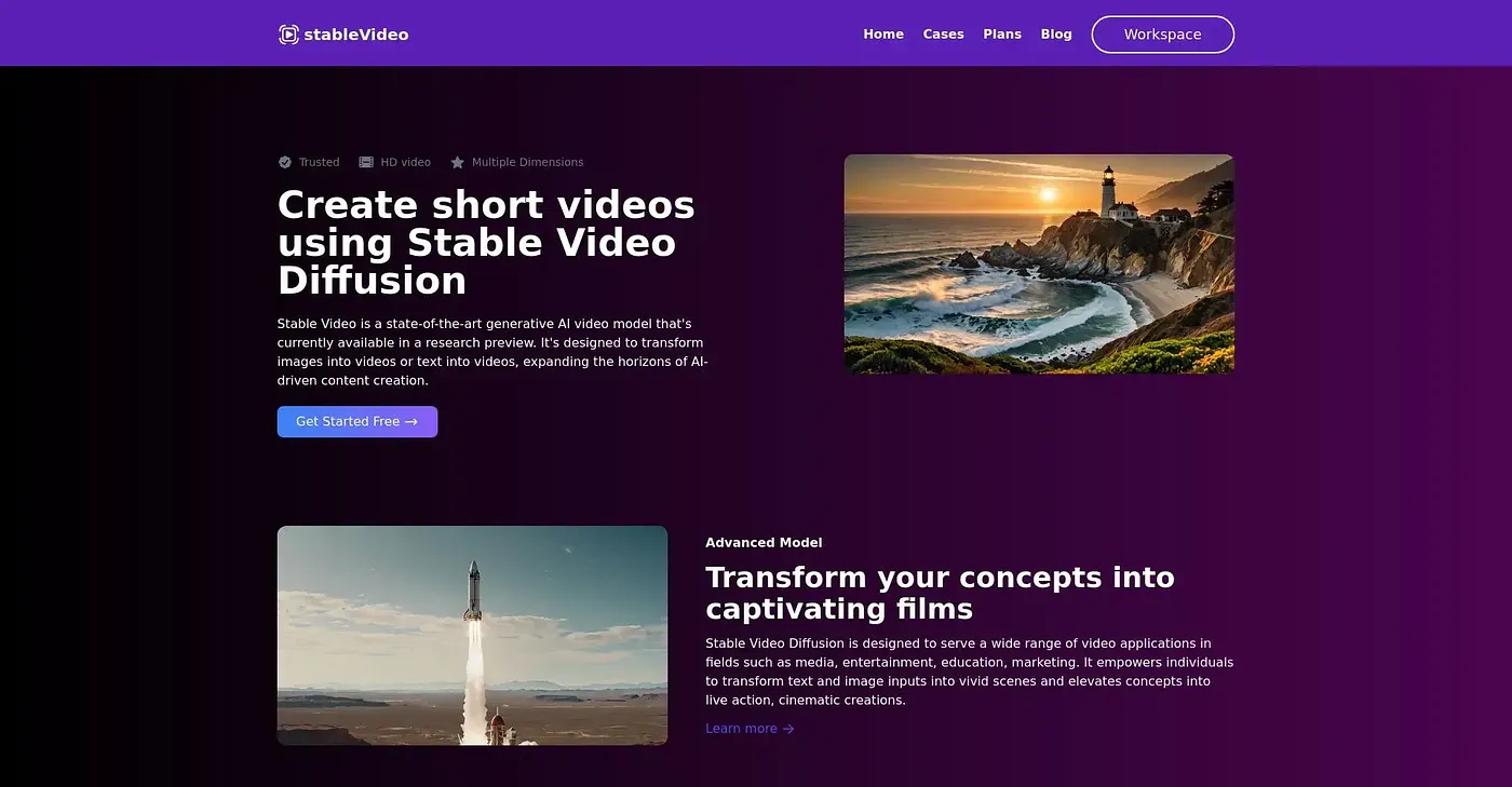 Screenshot of Stable Video