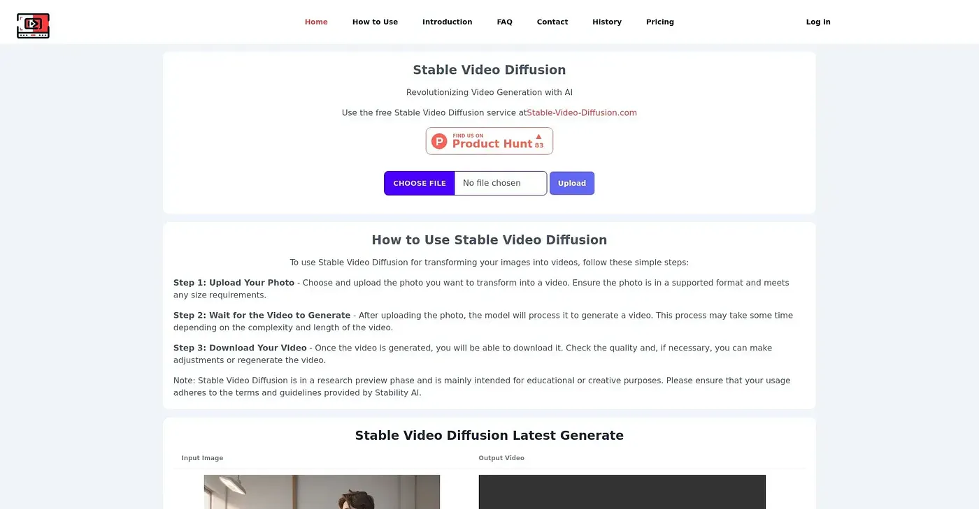 Screenshot of Stable Video Diffusion