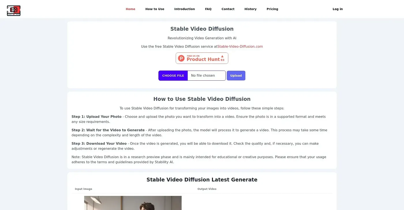Screenshot of Stable Video Diffusion
