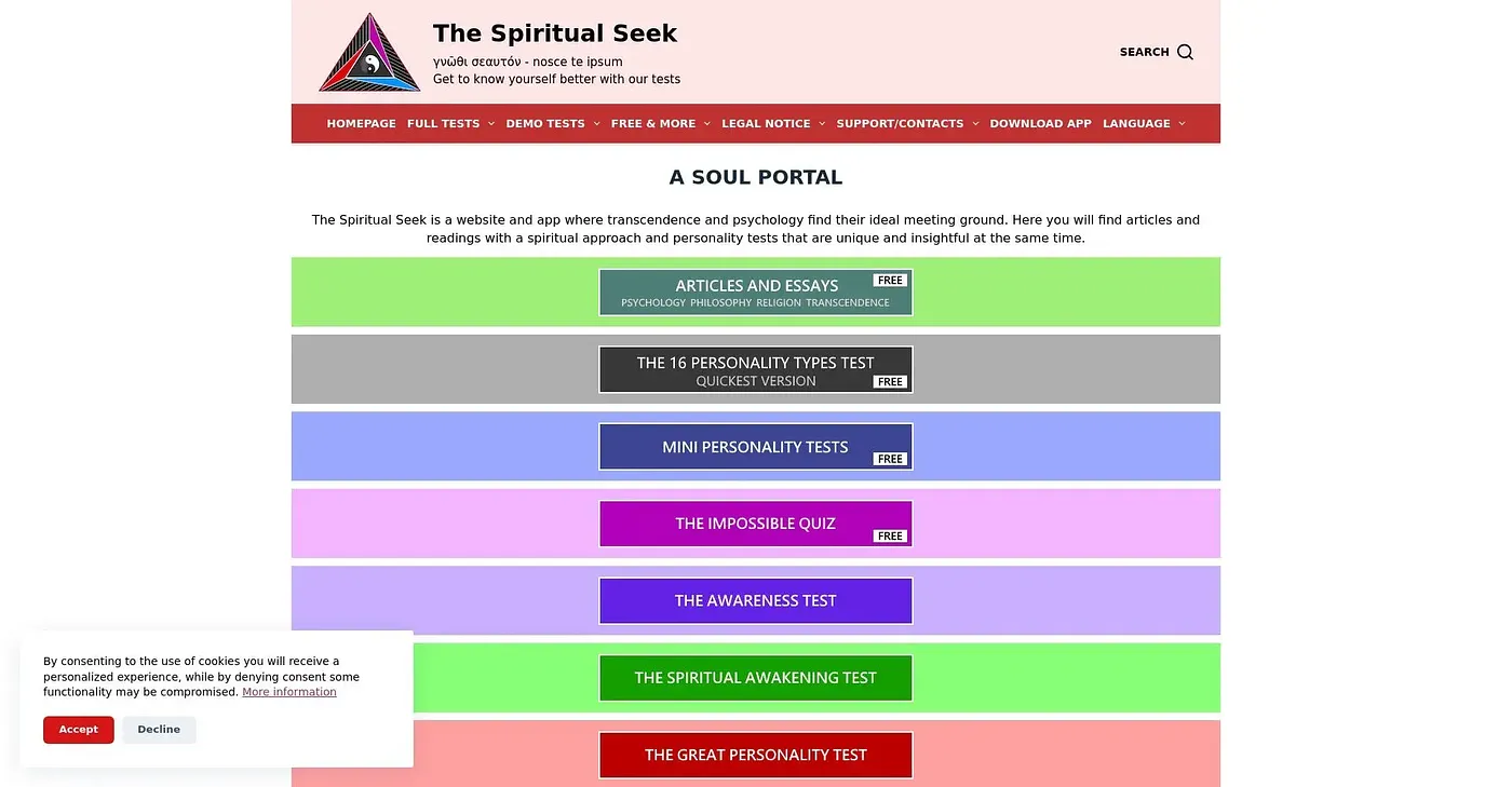 Screenshot of Spiritual Seek