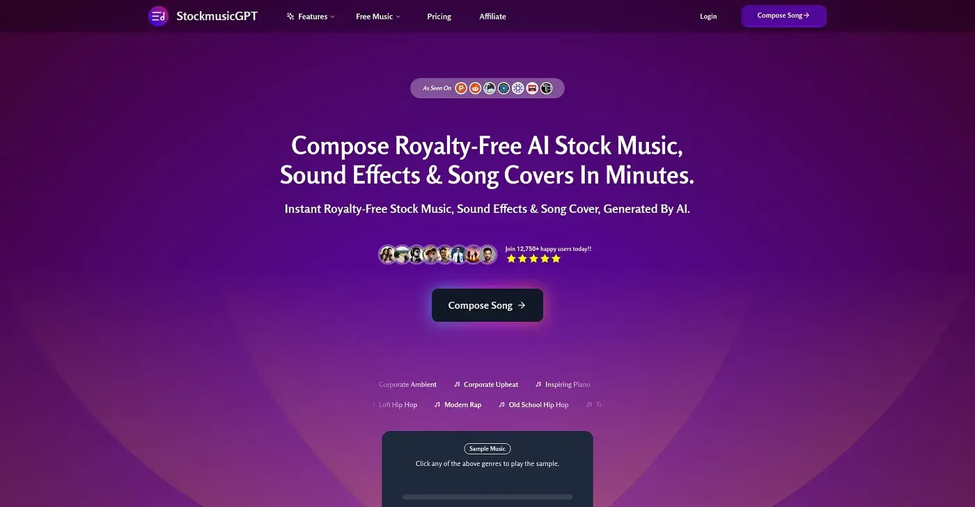Screenshot of Stock Music GPT