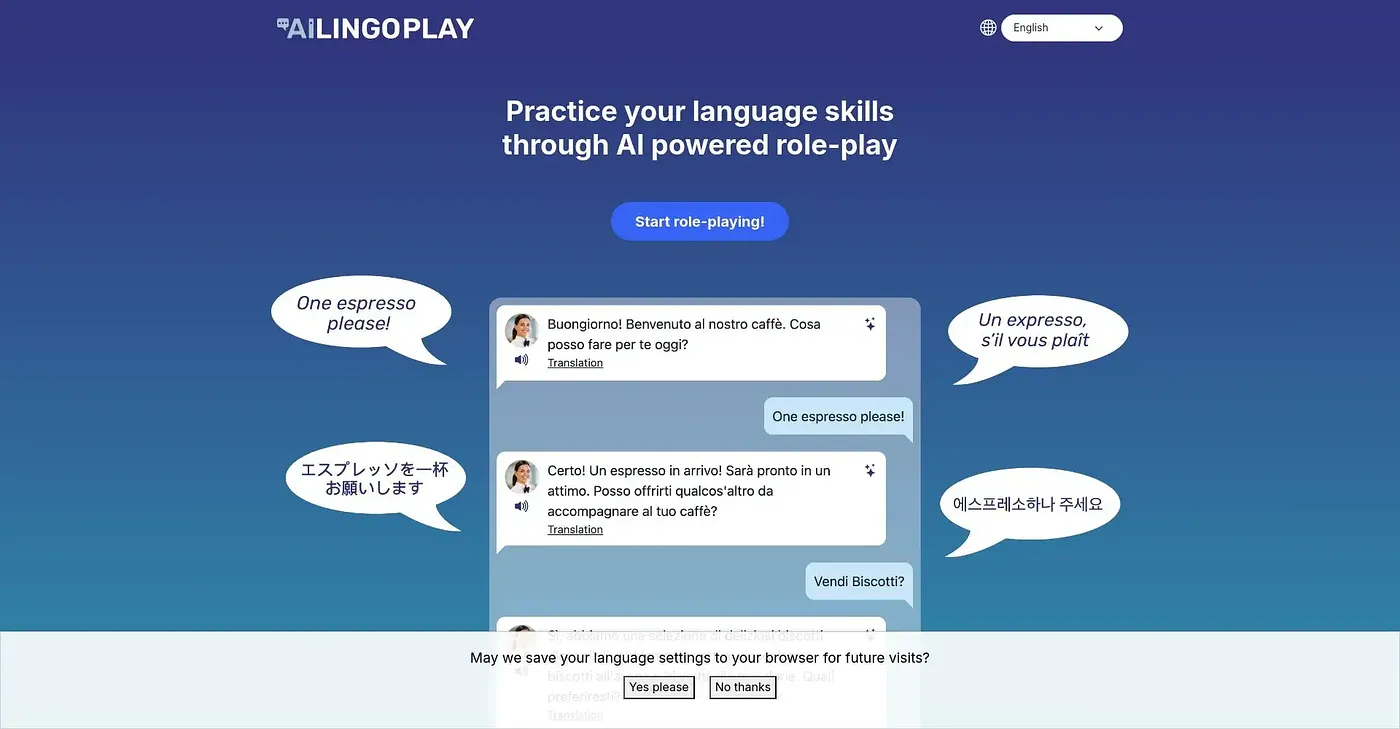 Screenshot of Ailingo Play