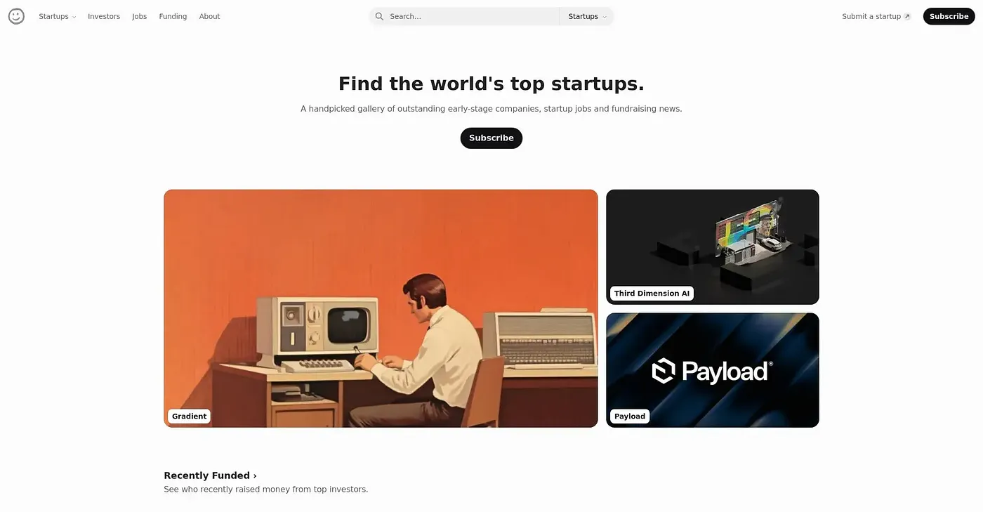 Screenshot of Startups Gallery