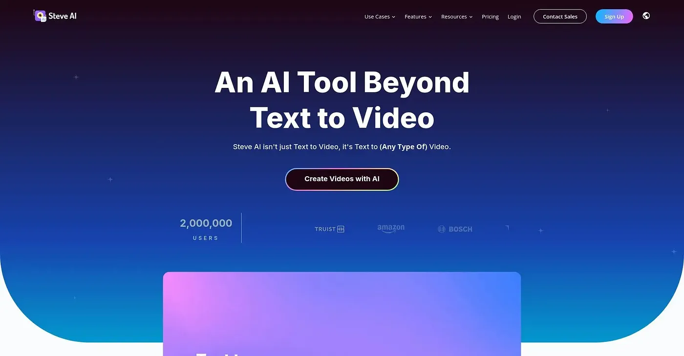 Screenshot of Steve AI
