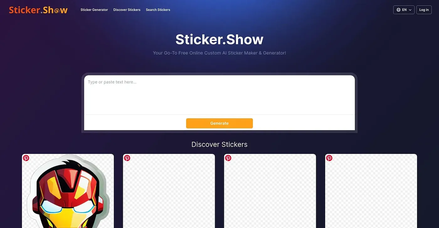 Screenshot of Sticker Show