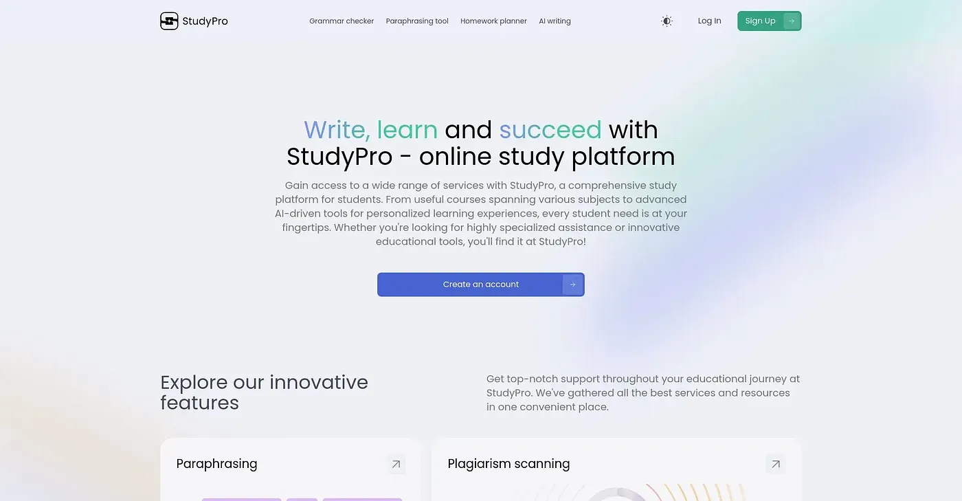 Screenshot of Study Pro