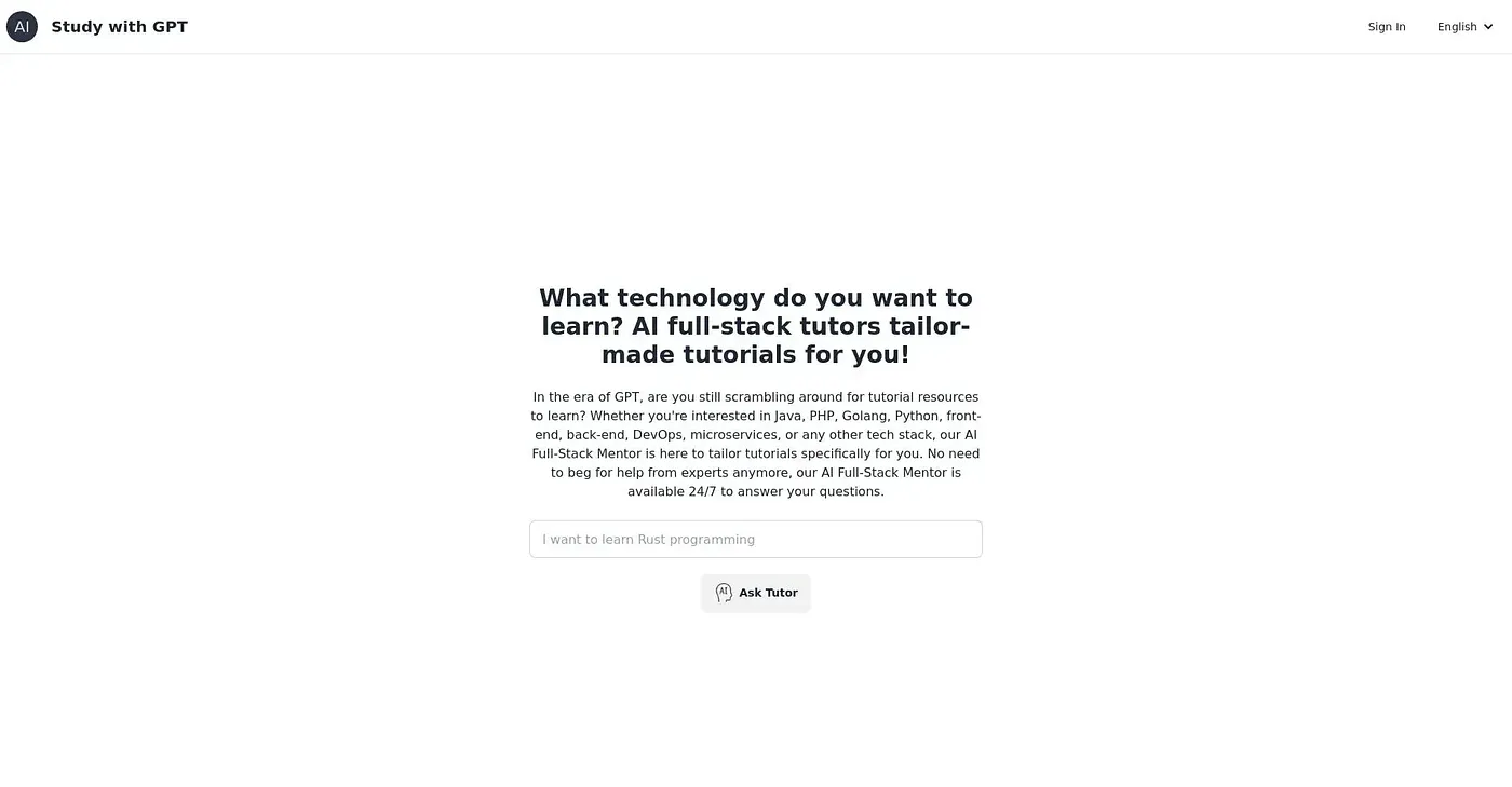 Screenshot of StudyWithGpt