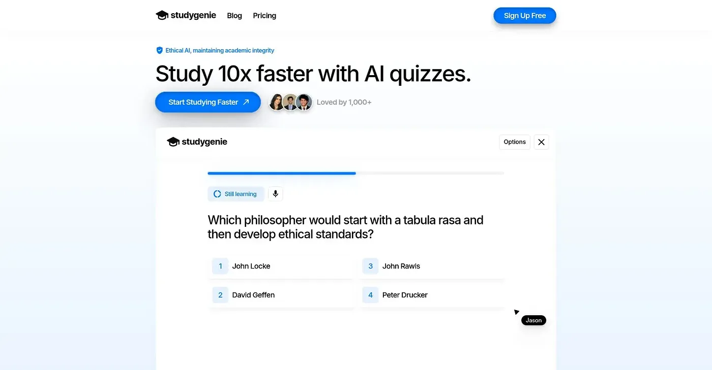 Screenshot of Studygenie