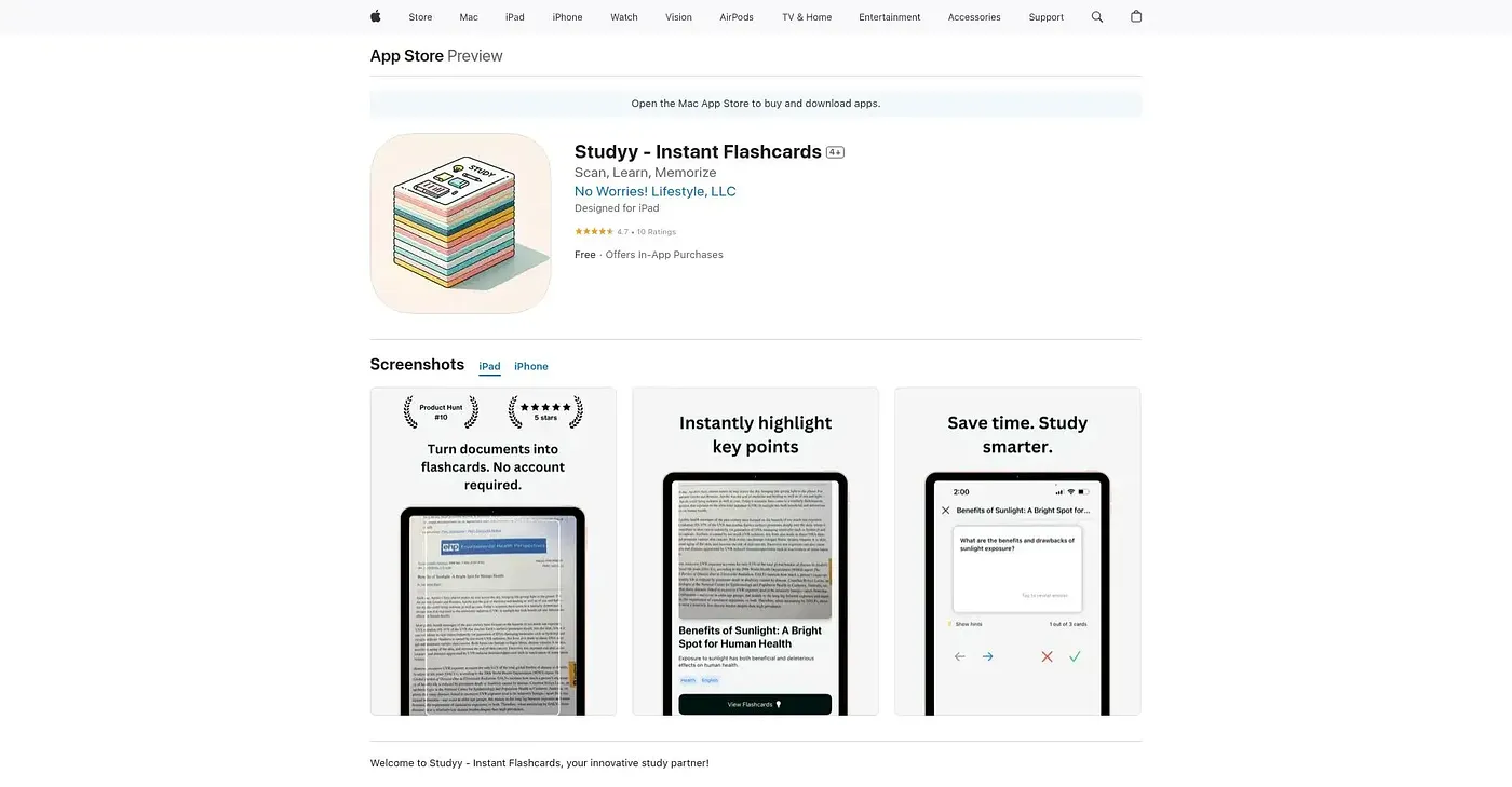 Screenshot of Studyy