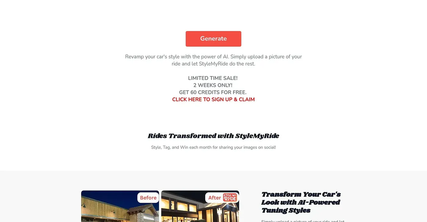 Screenshot of Style My Ride AI