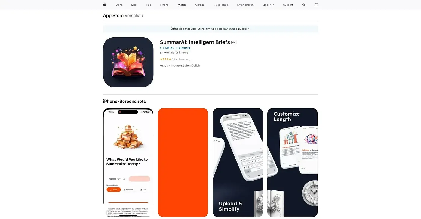 Screenshot of Summarai Intelligent Briefs