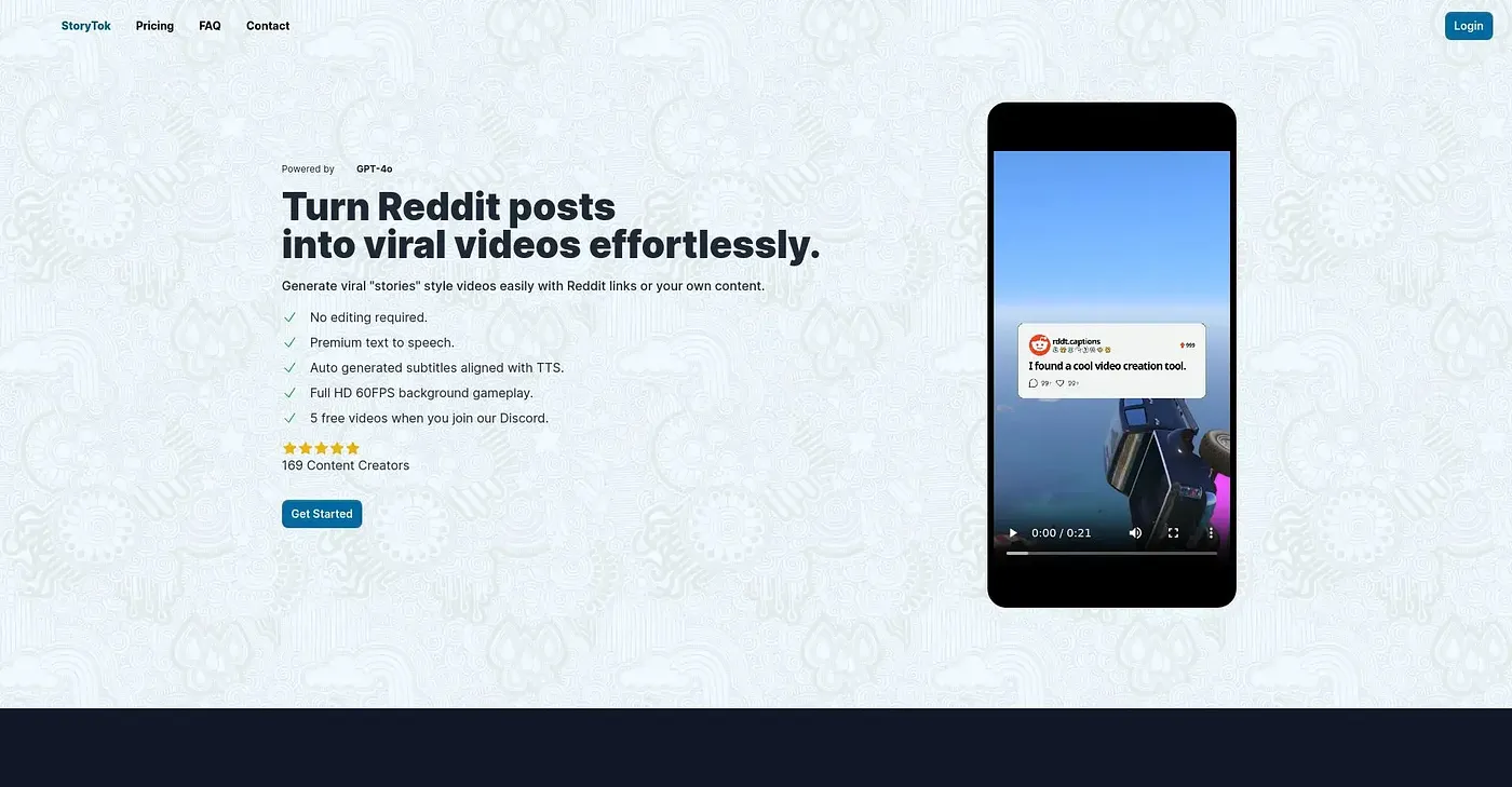 Screenshot of Storytok AI