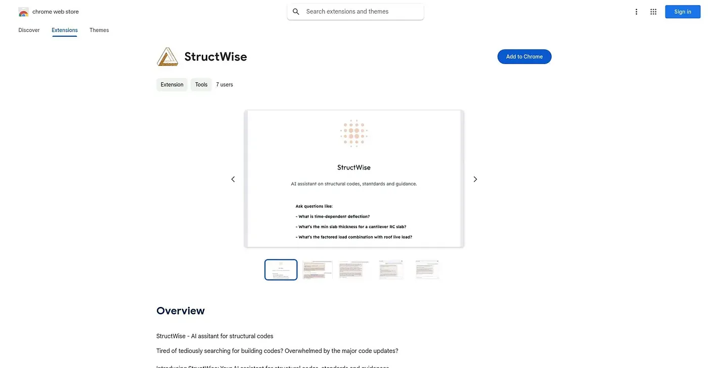 Screenshot of StructWise - AI Assistant for Structural Codes Chrome Extension