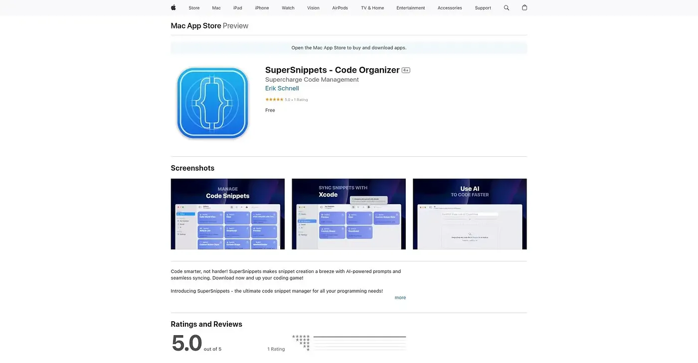 Screenshot of SuperSnippets