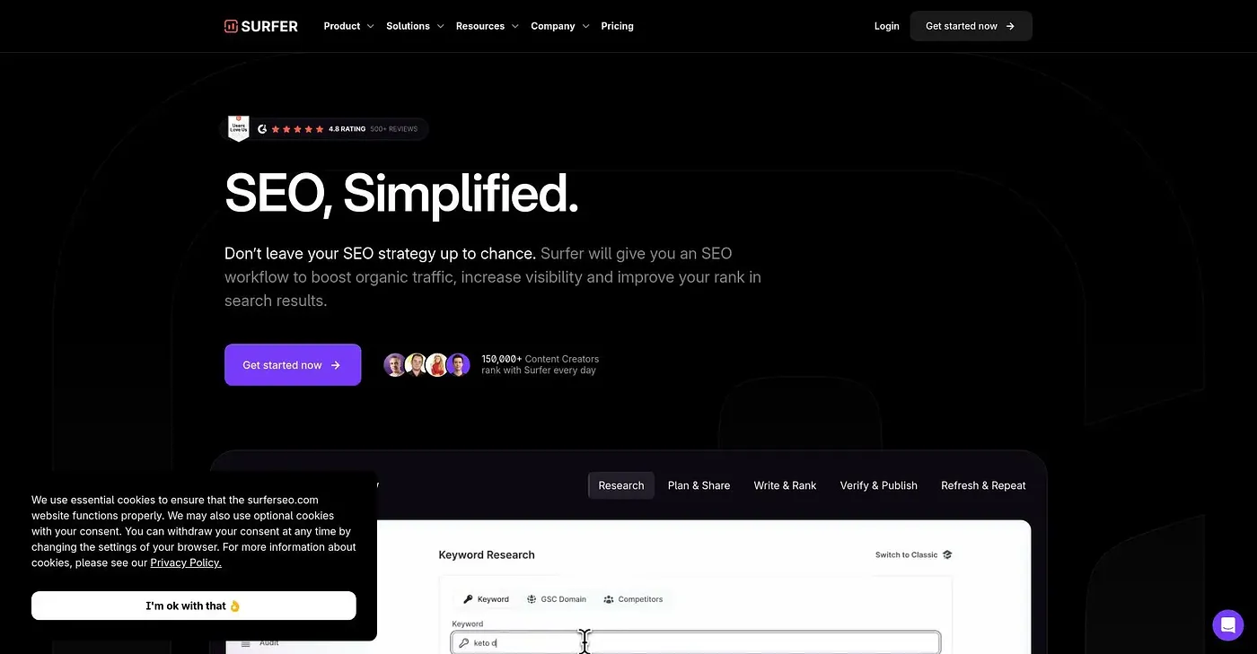 Screenshot of Surfer SEO