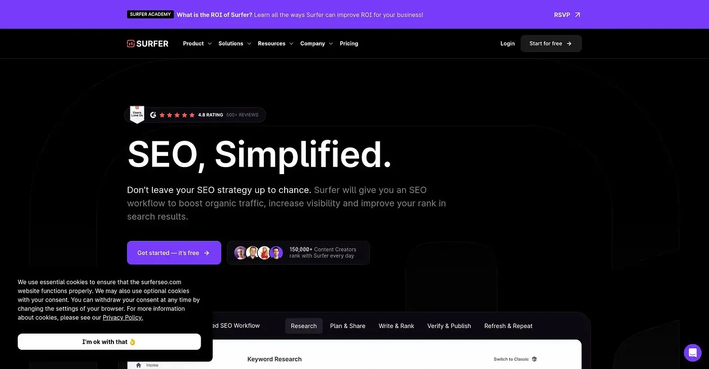 Screenshot of Surferseo