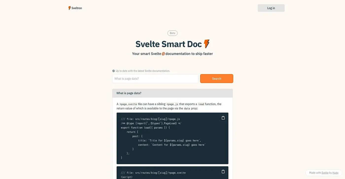 Screenshot of Sveltron